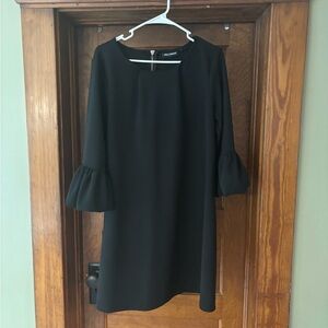 Nina Leonard Black Sheath Dress with 3/4 Bell Sleeves